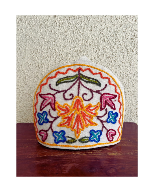 Handmade Tea Cosy - Kashmiri crewel embroidery, Medium