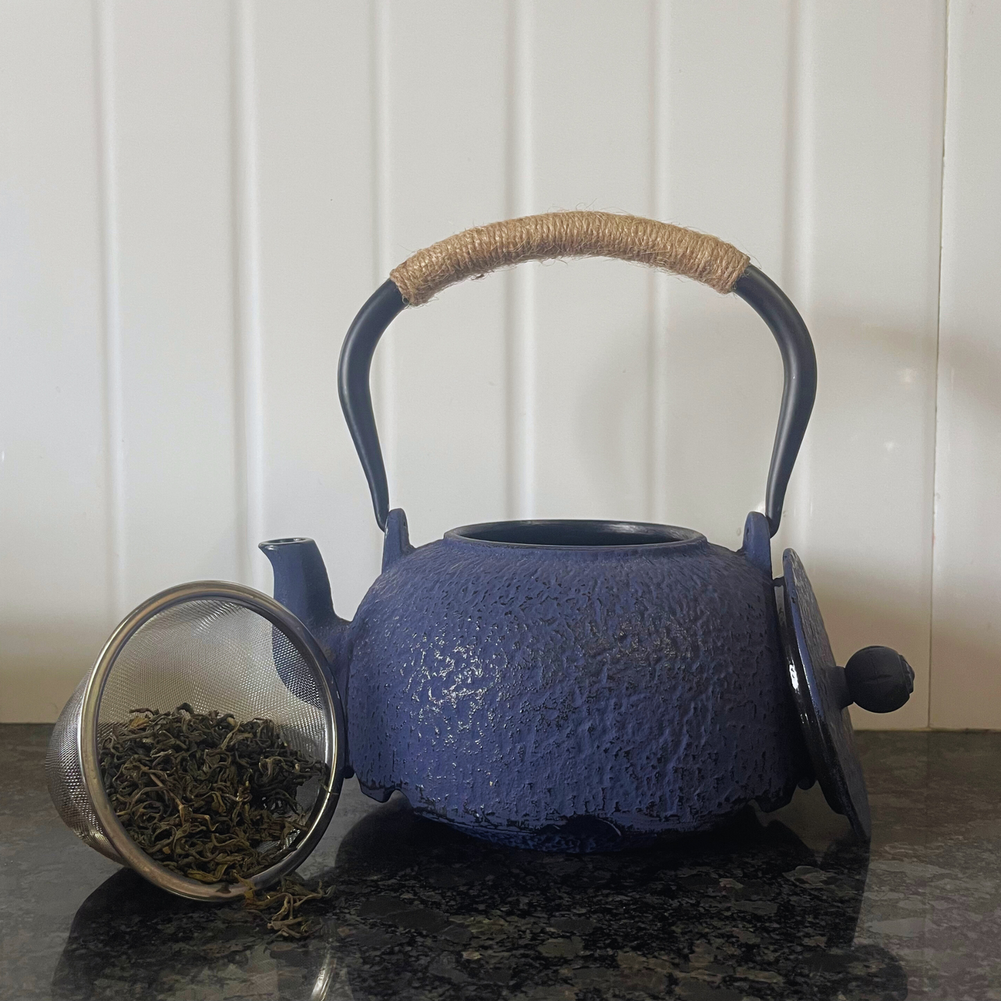 Cast-Iron Hobnail TeaPot - Traditional Japanese Tetsubin (Tetsu-Kyusu) Cobalt Blue TeaPot 1200ml