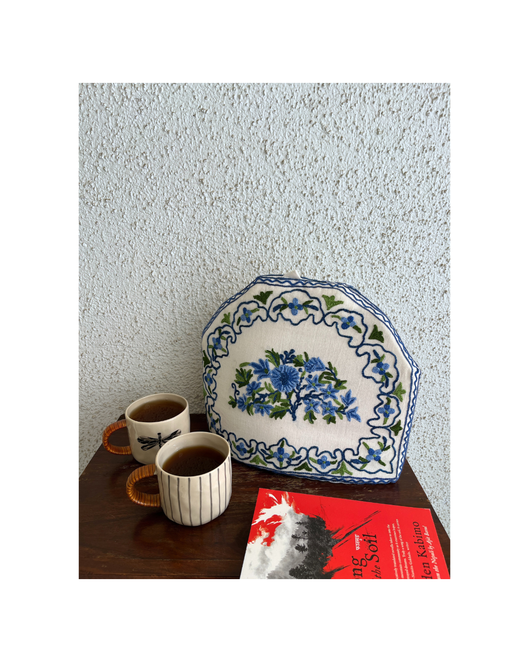 Handmade Tea Cosy - Kashmiri Chain-stitch embroidery, Large