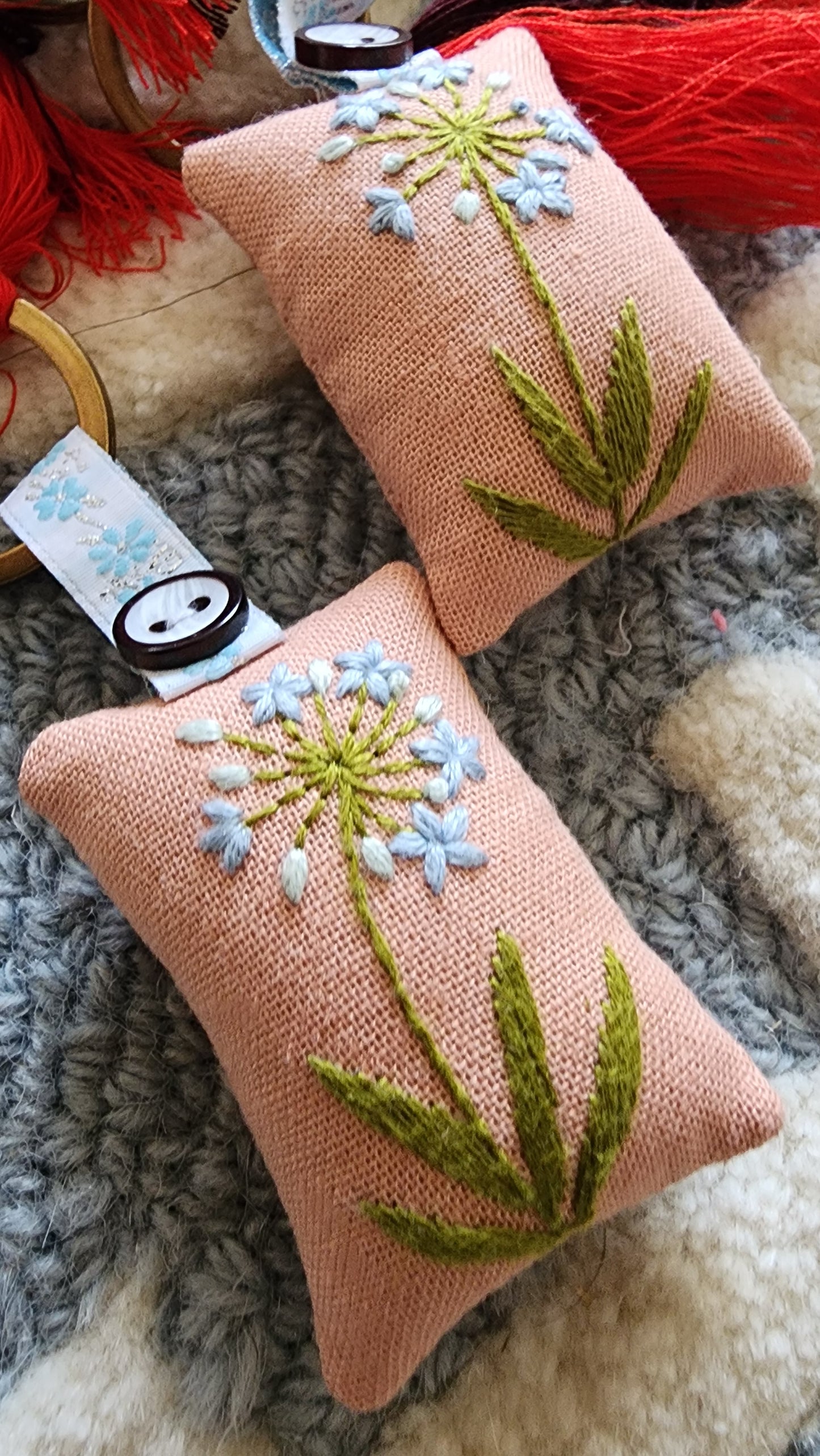 Ikali - Floral Blue Dan - Hand-embroidered Keychain