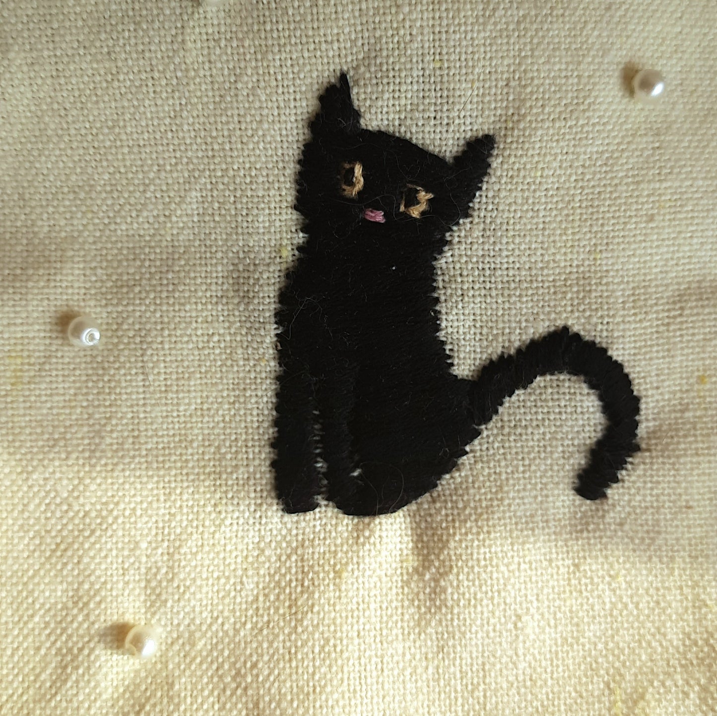 Studio VilaSita - Black Kitty & Snow - Hand-embroidered Utility Pouch