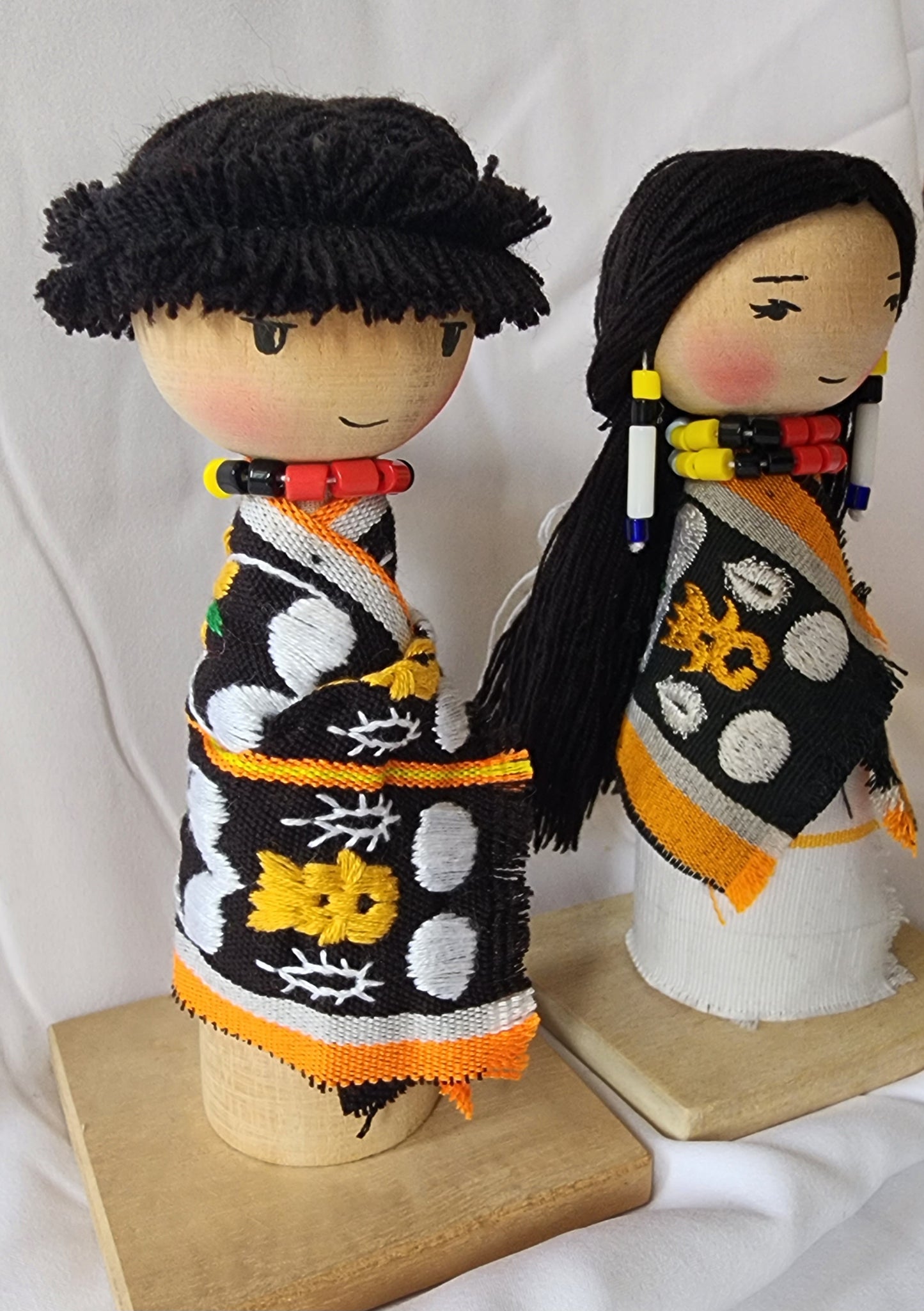 Ikali - Little Naga - Chakhesang Couple - Wooden Doll Pair