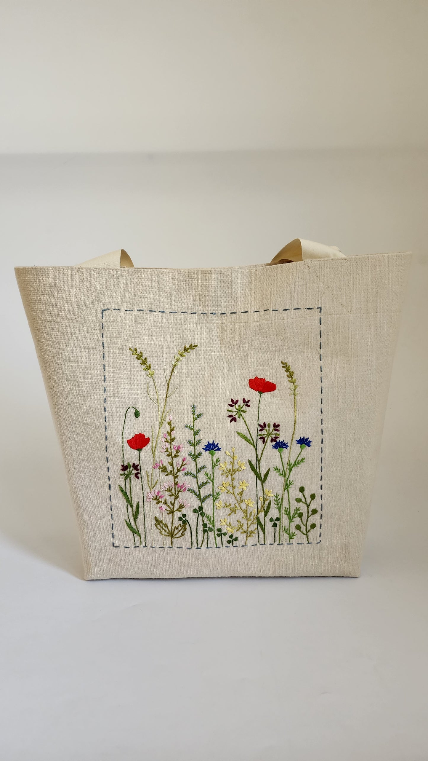Ikali - Dayflower Garden - Hand-embroidered Tote