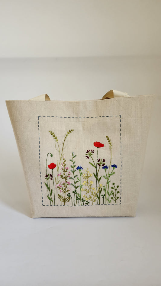 Ikali - Dayflower Garden - Hand-embroidered Tote