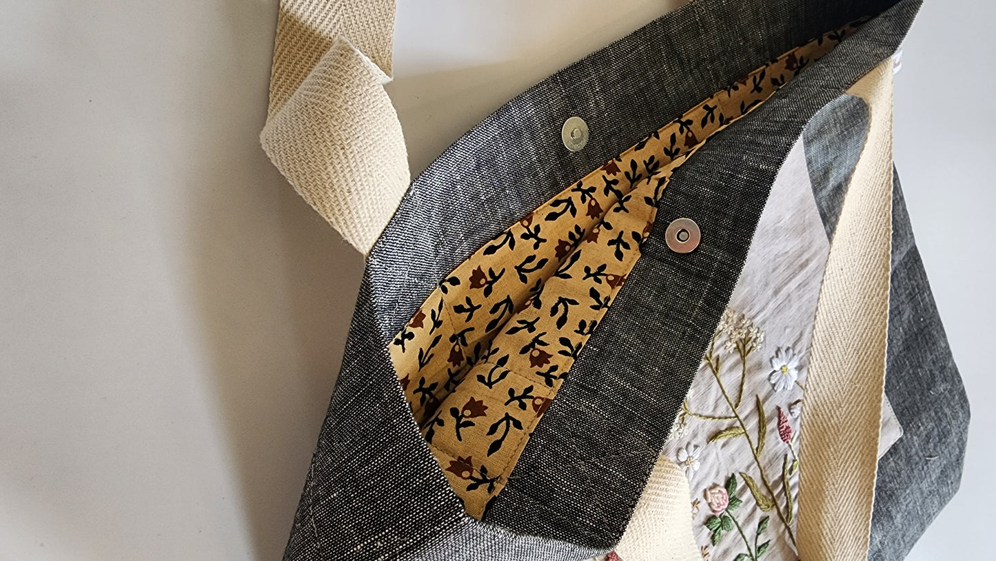 Ikali - English Garden -  Hand-embroidered Tote