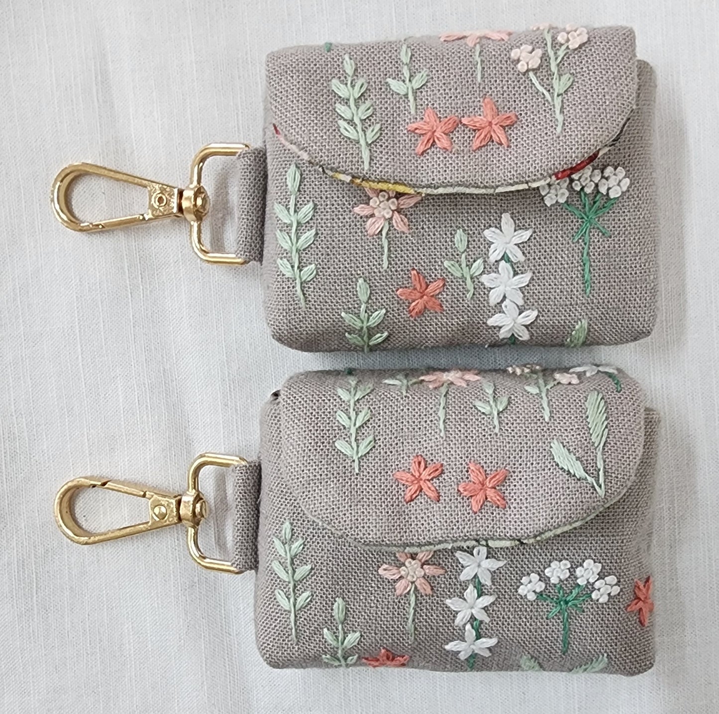 Floral Fusion - Hand-embroidered Earpod Pouch
