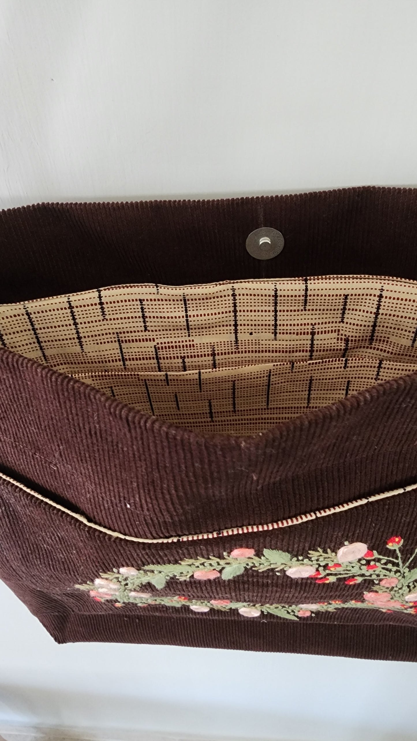 Ikali - Peach Floral Wreath - Hand-embroidered Tote