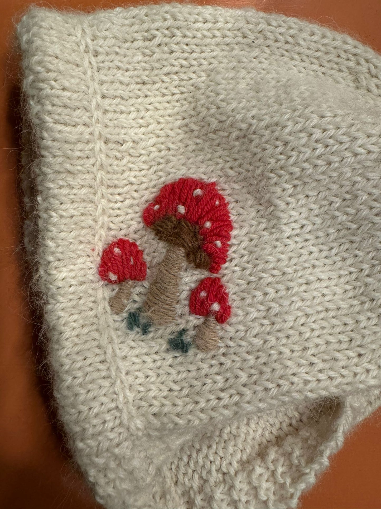 Handknit & Hand-embroidered Merino Wool Unisex Super Soft Premium Baby Bonnet