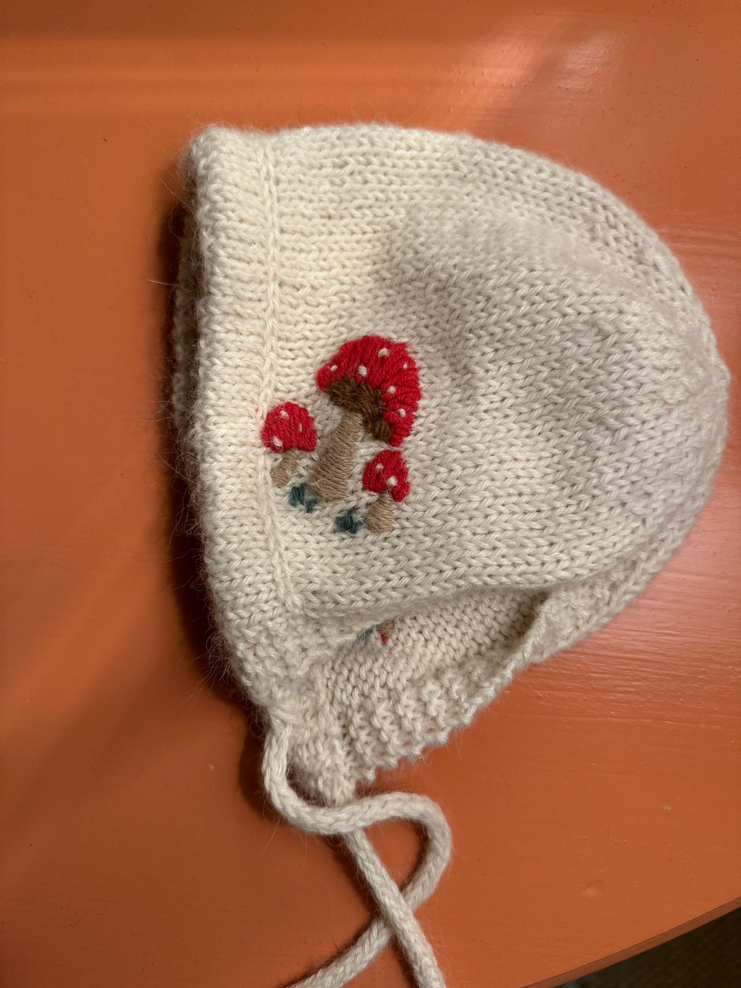 Handknit & Hand-embroidered Merino Wool Unisex Super Soft Premium Baby Bonnet