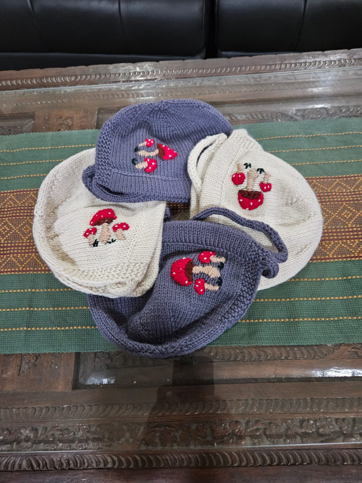 Handknit & Hand-embroidered Merino Wool Unisex Super Soft Premium Baby Bonnet