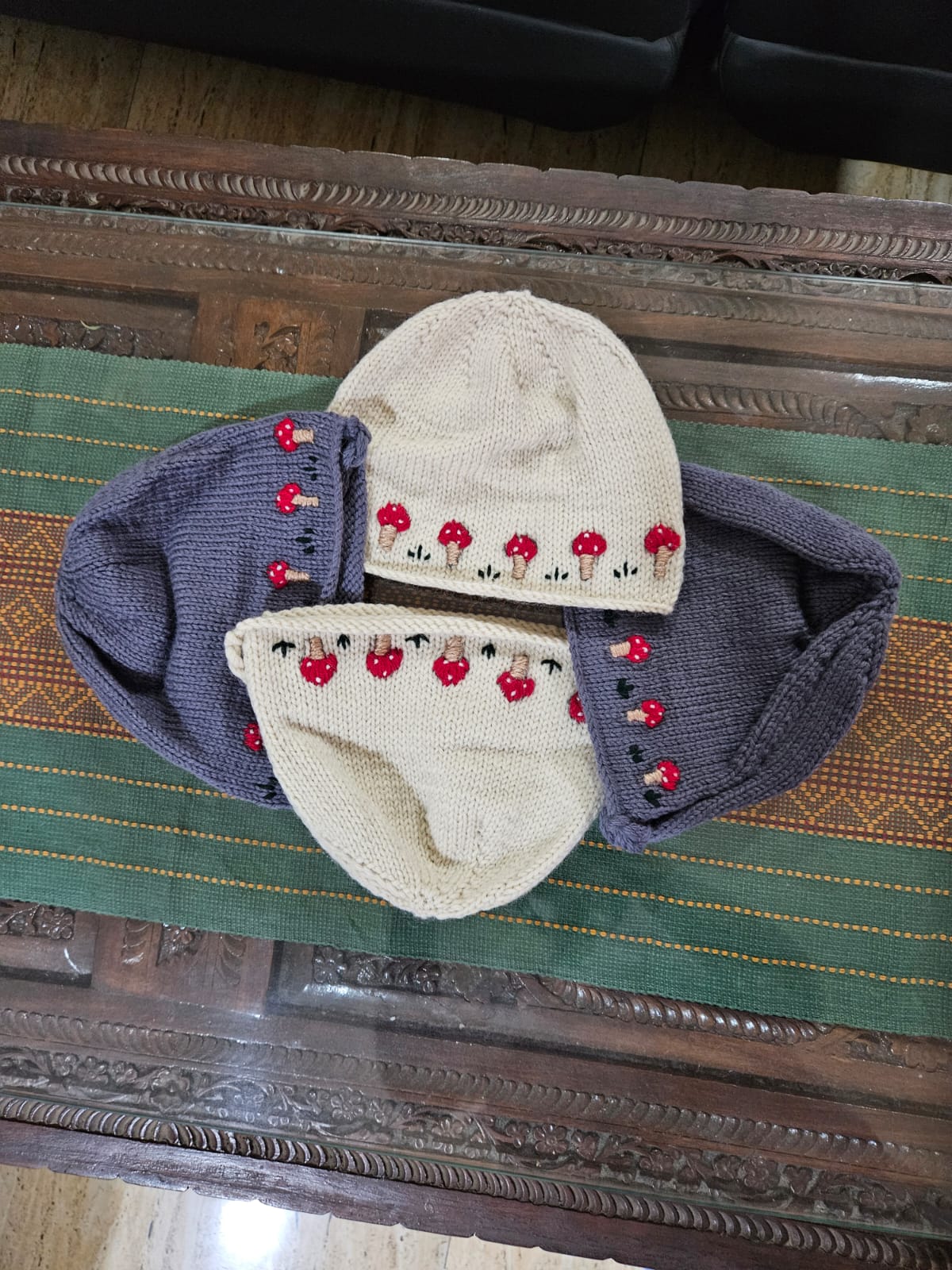 Handknit & Hand-embroidered Merino Wool Unisex Super Soft Premium Baby Bonnet
