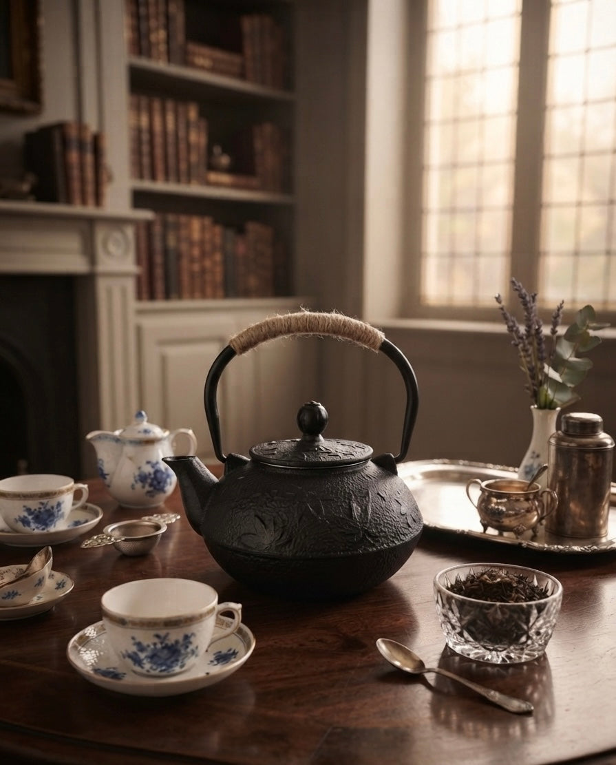 Cast-Iron Hobnail TeaPot - Traditional Japanese Tetsubin (Tetsu-Kyusu) Black Maple TeaPot 680ml