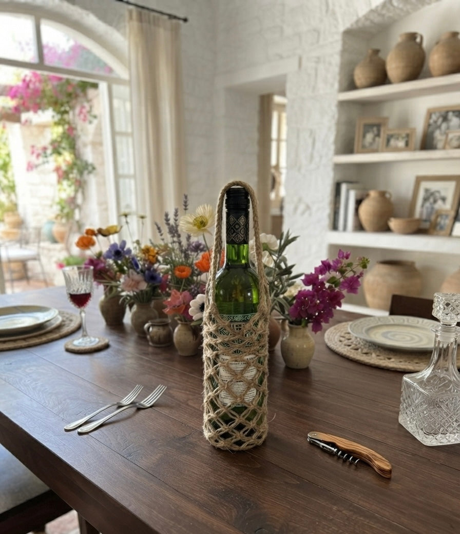 Handwoven Jute Wine Bottle Gift Bag