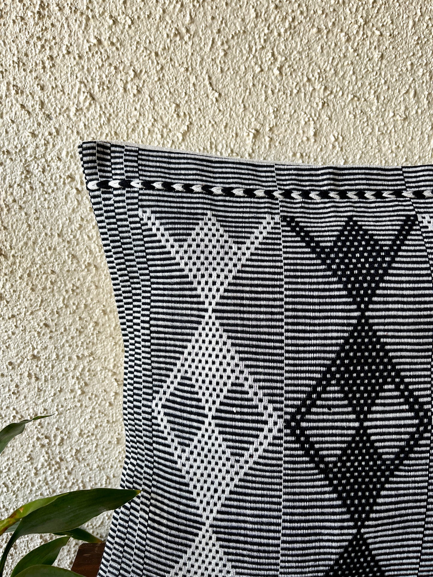 Chizami Weaves - Loin Loom Handwoven Cushion Cover Set in White and Black (Set of 4)