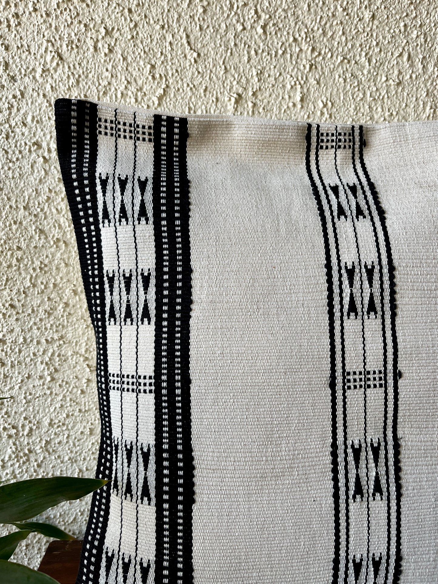 Chizami Weaves - Loin Loom Handwoven Cushion Cover Set in White with Black Motifs (Set of 4)