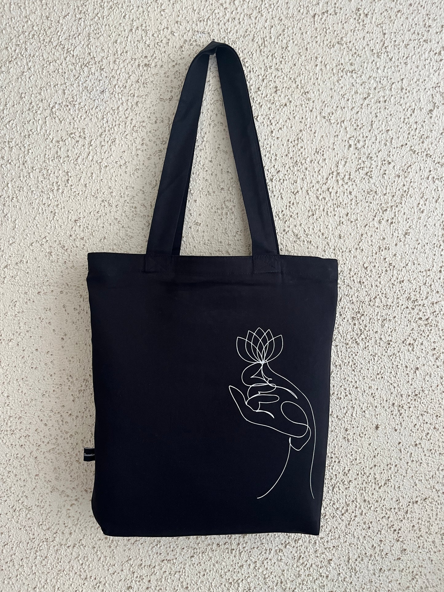 The Lotus Hand Black Tote