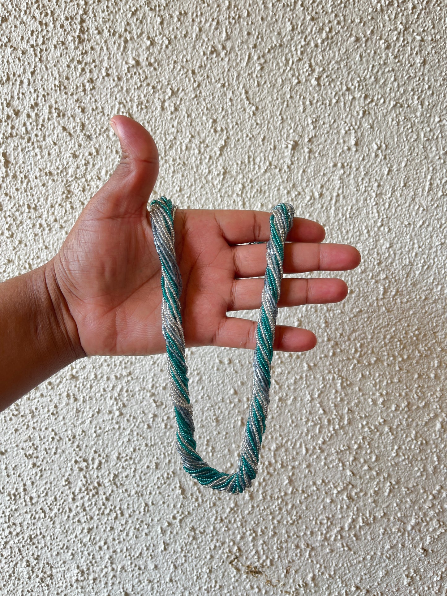 Beaded Potay Multi-Strand Multi-Color Twist Necklace - Turquoise-Silver