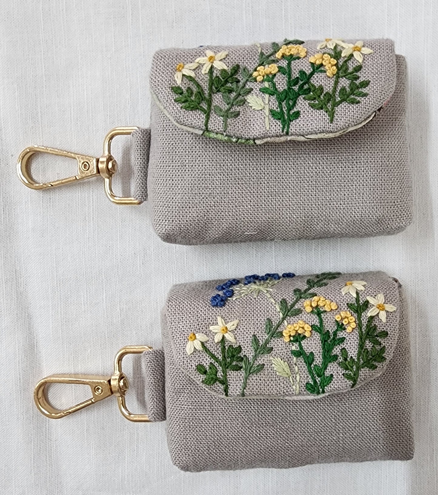 Mini Garden Flap - Hand-embroidered Earpod Pouch