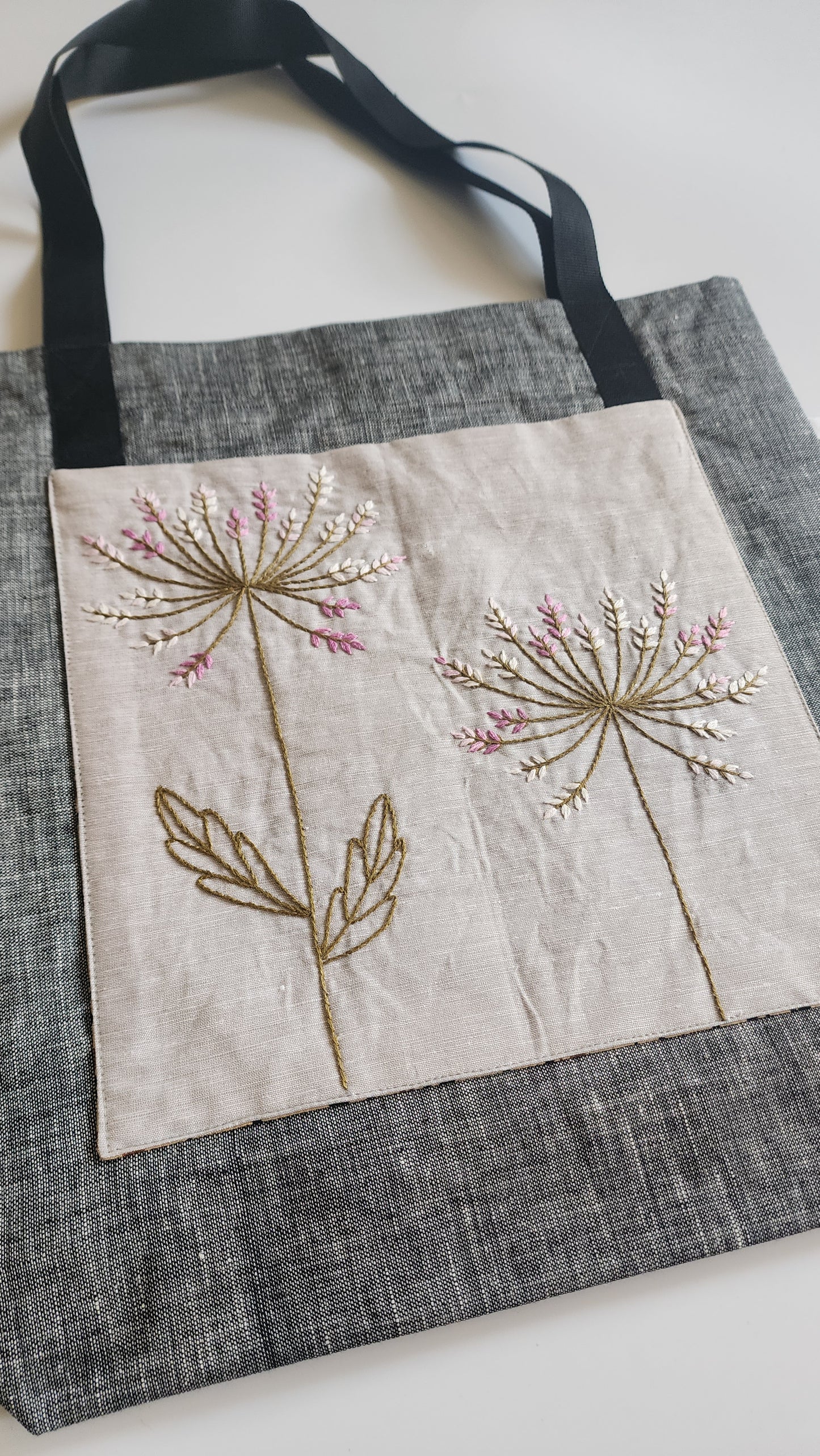 Ikali - Ombre Dandelion - Hand-embroidered Tote