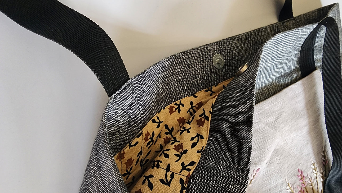 Ikali - Ombre Dandelion - Hand-embroidered Tote