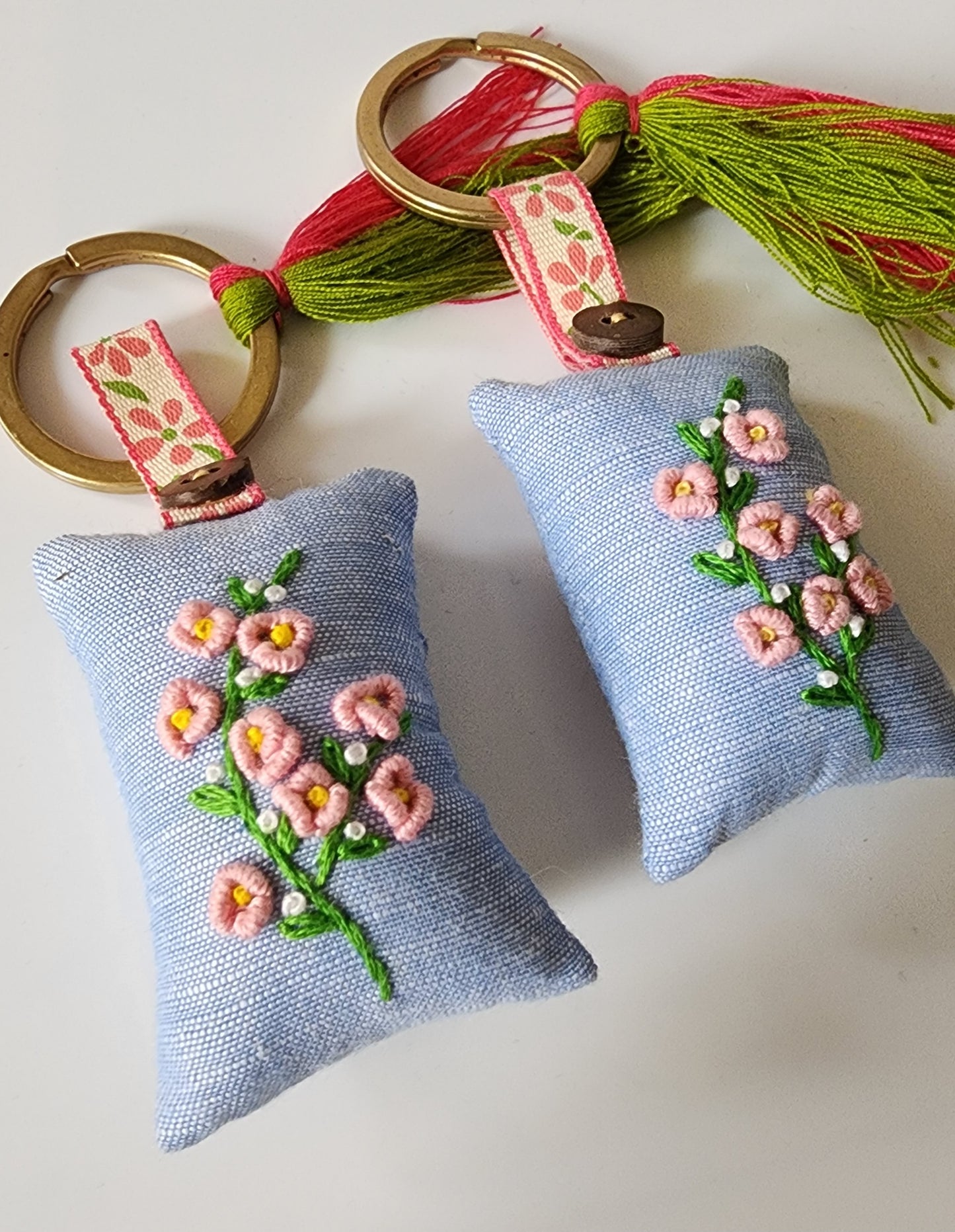 Ikali - Pink Bullion - Hand-embroidered Keychain