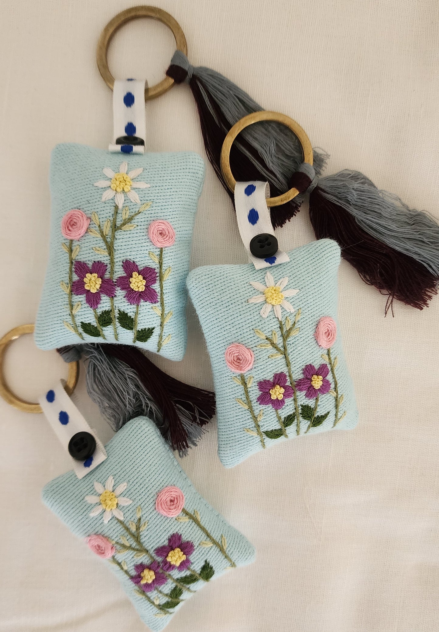 Ikali - Floral - Hand-embroidered Keychain