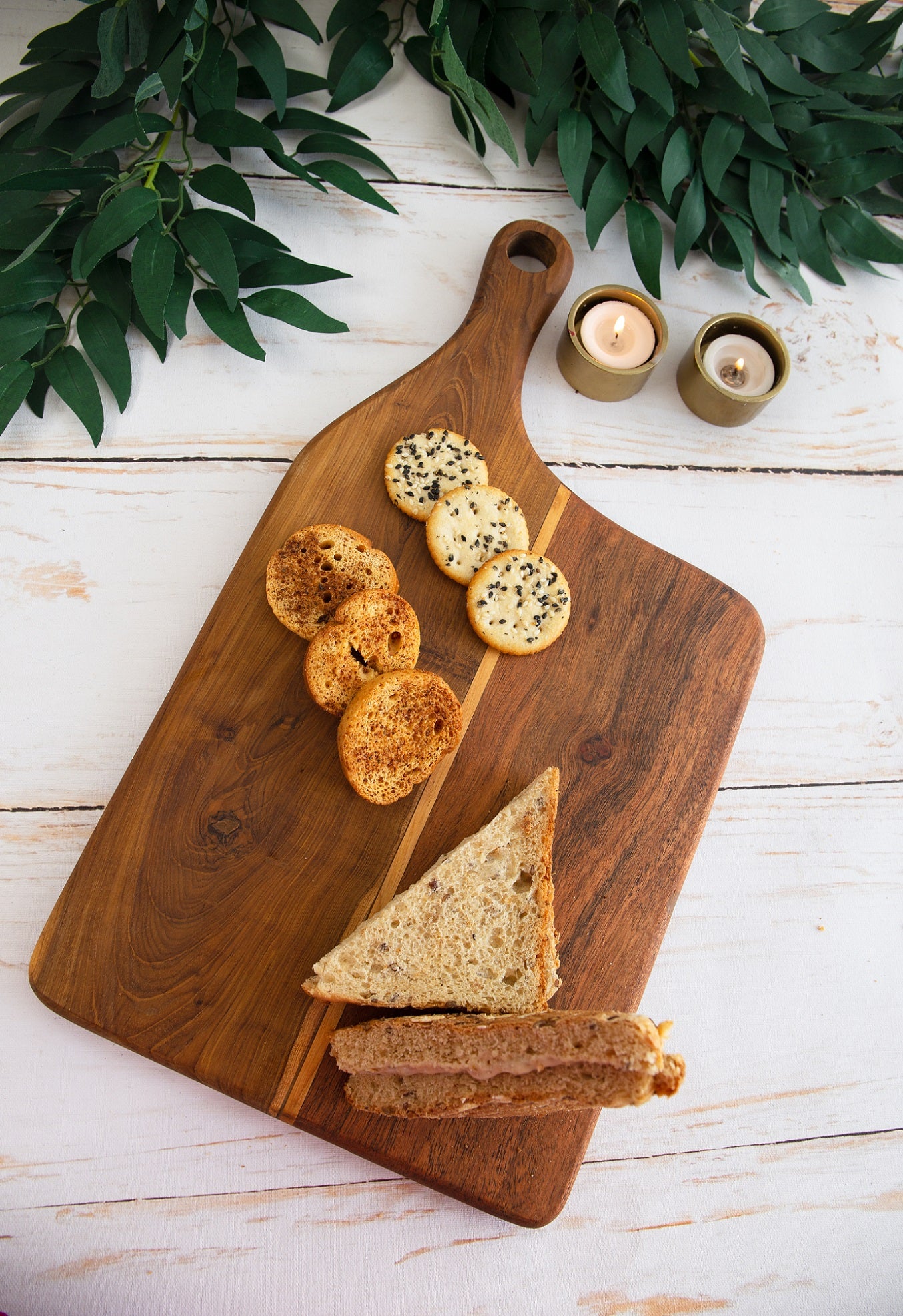 Large Teakwood Platter / Cheese Board with Handle