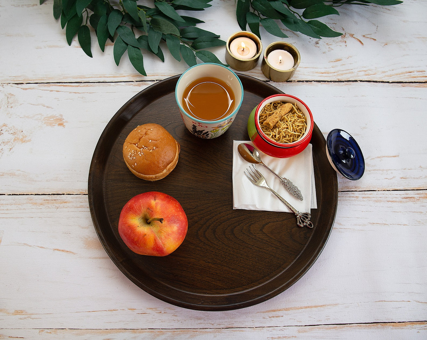 Round Teakwood Tray