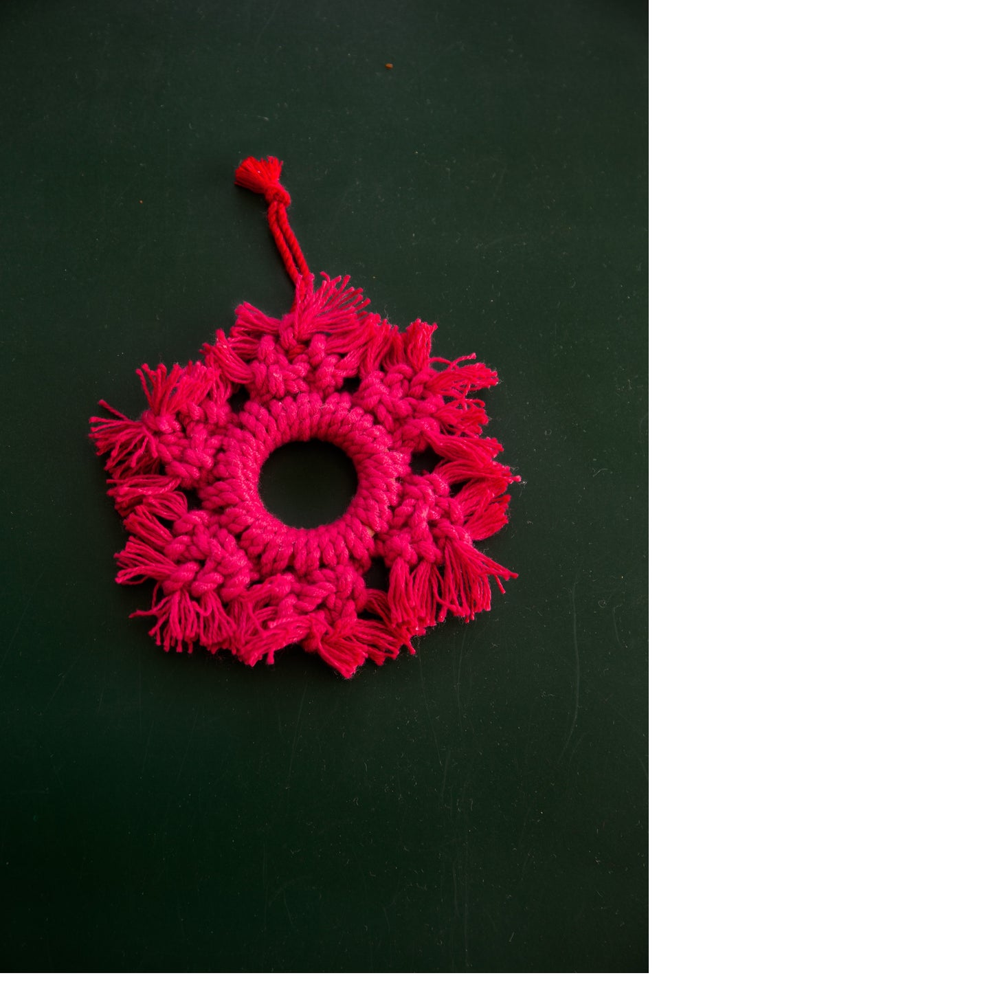 Christmas Tree Ornaments in Macrame - Set of 4 (in Red) with Gift Bag
