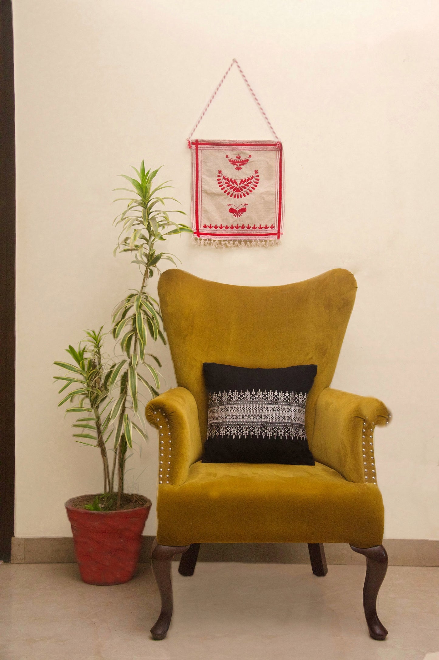 Zomi Handwoven Cotton Cushion Cover with Tribal Motif