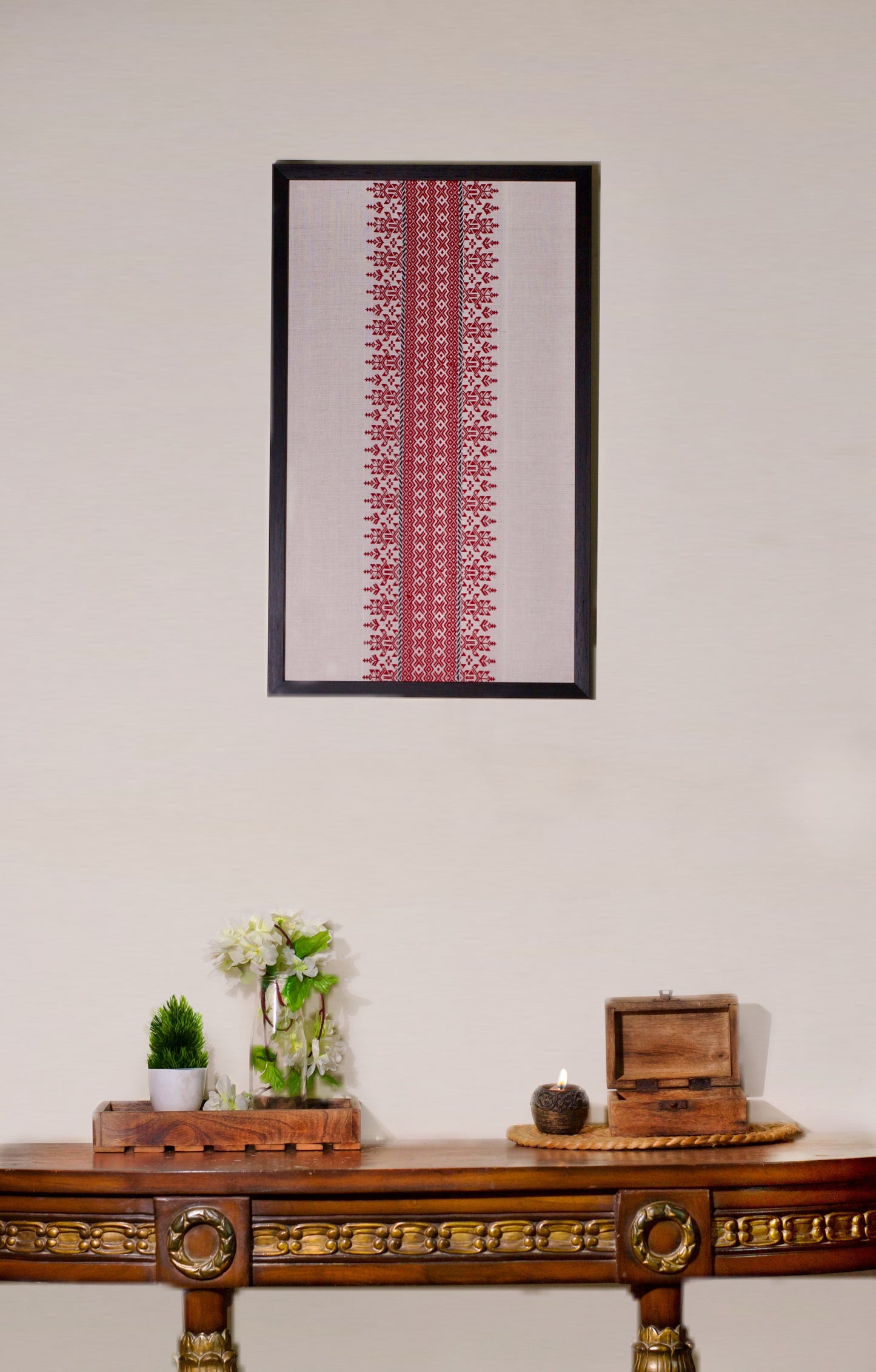 Singhpo Handwoven Wall Art from Assam - Red