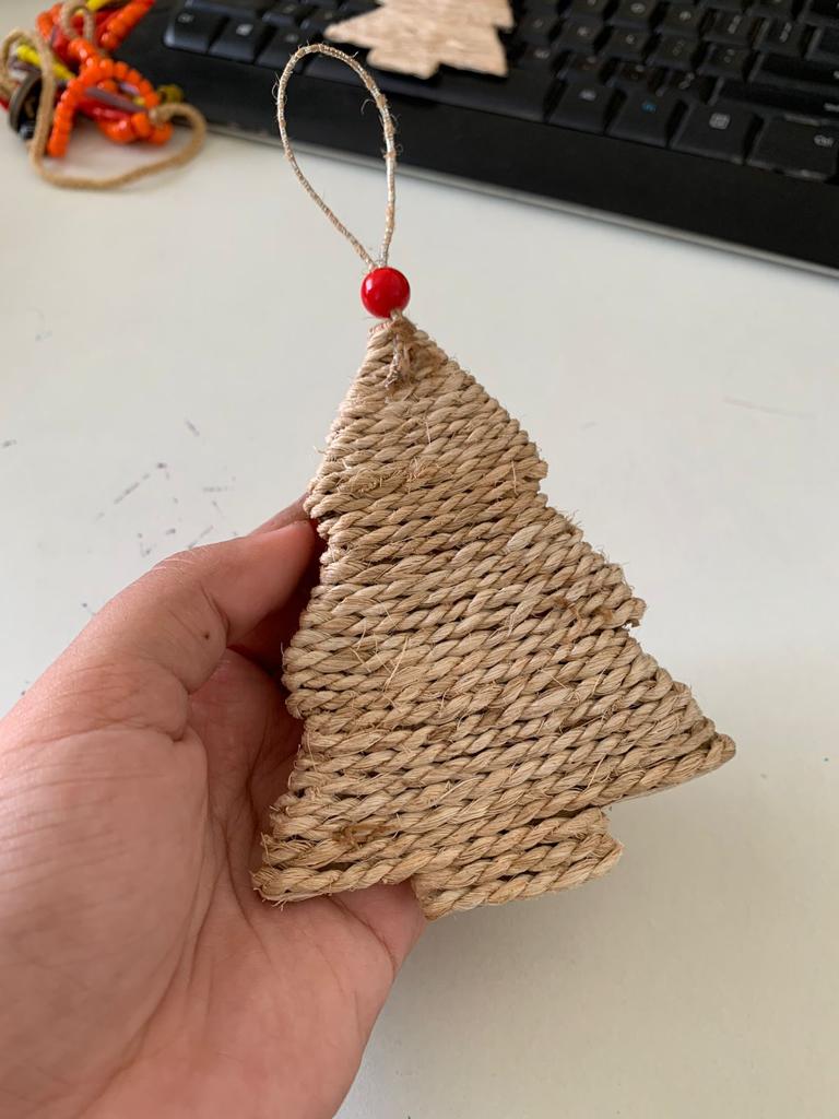 Christmas Tree Ornament in Banana Fibre - Tree (Set of 2)