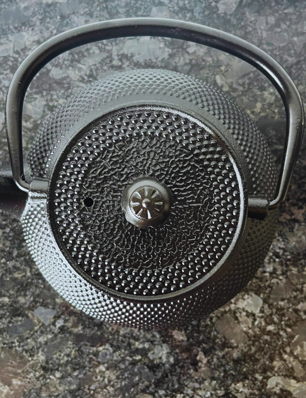 Cast-Iron Hobnail TeaPot - Traditional Japanese Tetsubin (Tetsu-Kyusu) Black Dots TeaPot 580ml