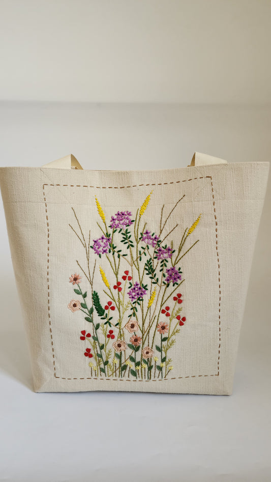 Ikali - Wildflowers - Hand-embroidered Tote