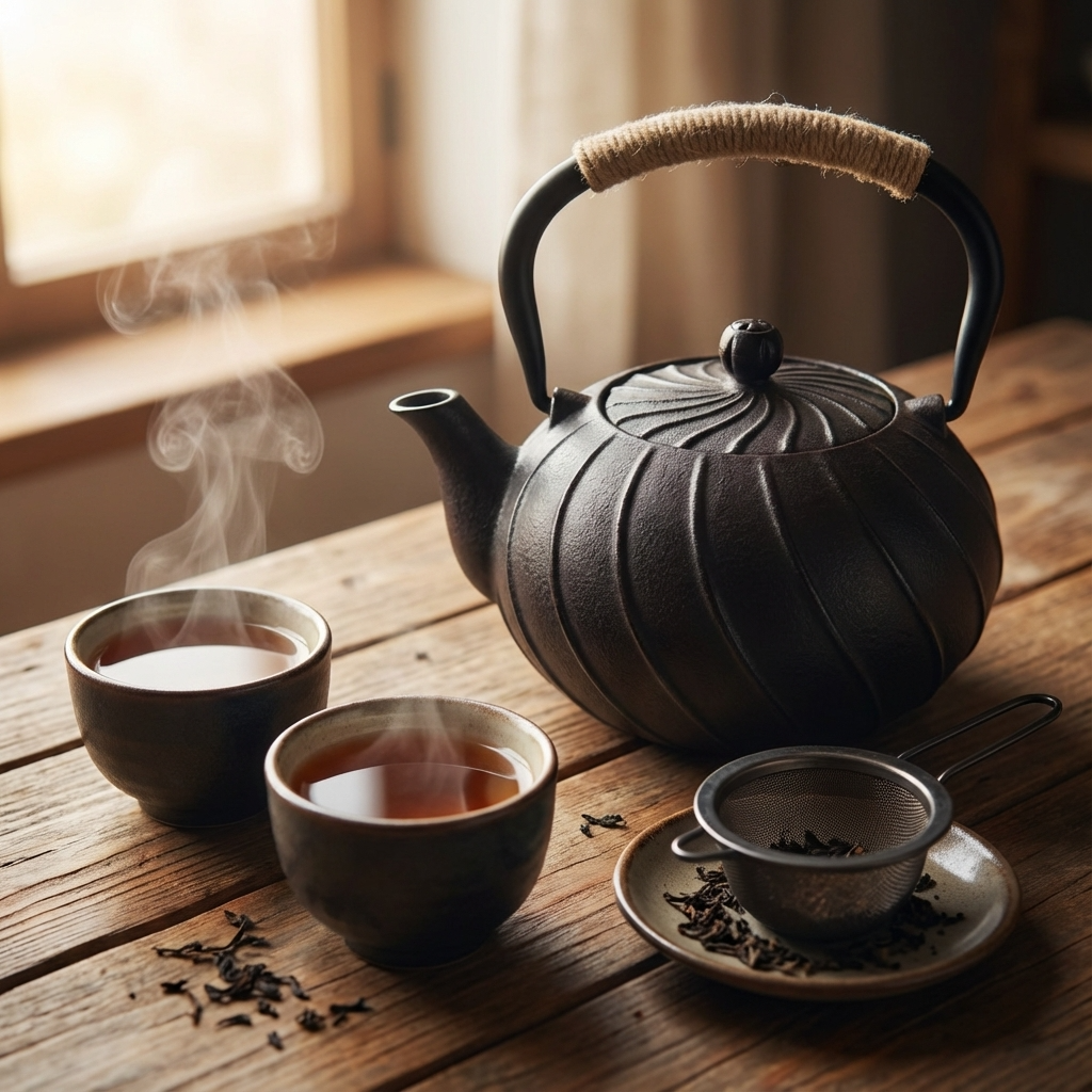 Cast-Iron Hobnail TeaPot - Traditional Japanese Tetsubin (Tetsu-Kyusu) Brown Shell TeaPot 1000ml