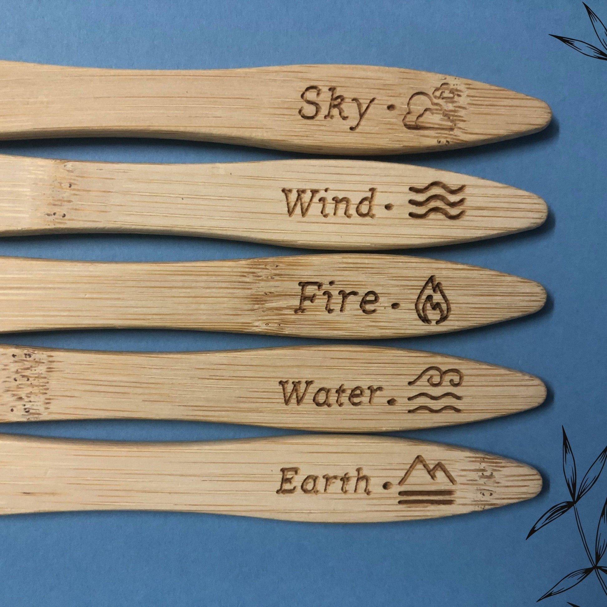 100% Biodegradable Bamboo Toothbrush with Soft Charcoal-activated Bristles - 5 Elements Close-Up