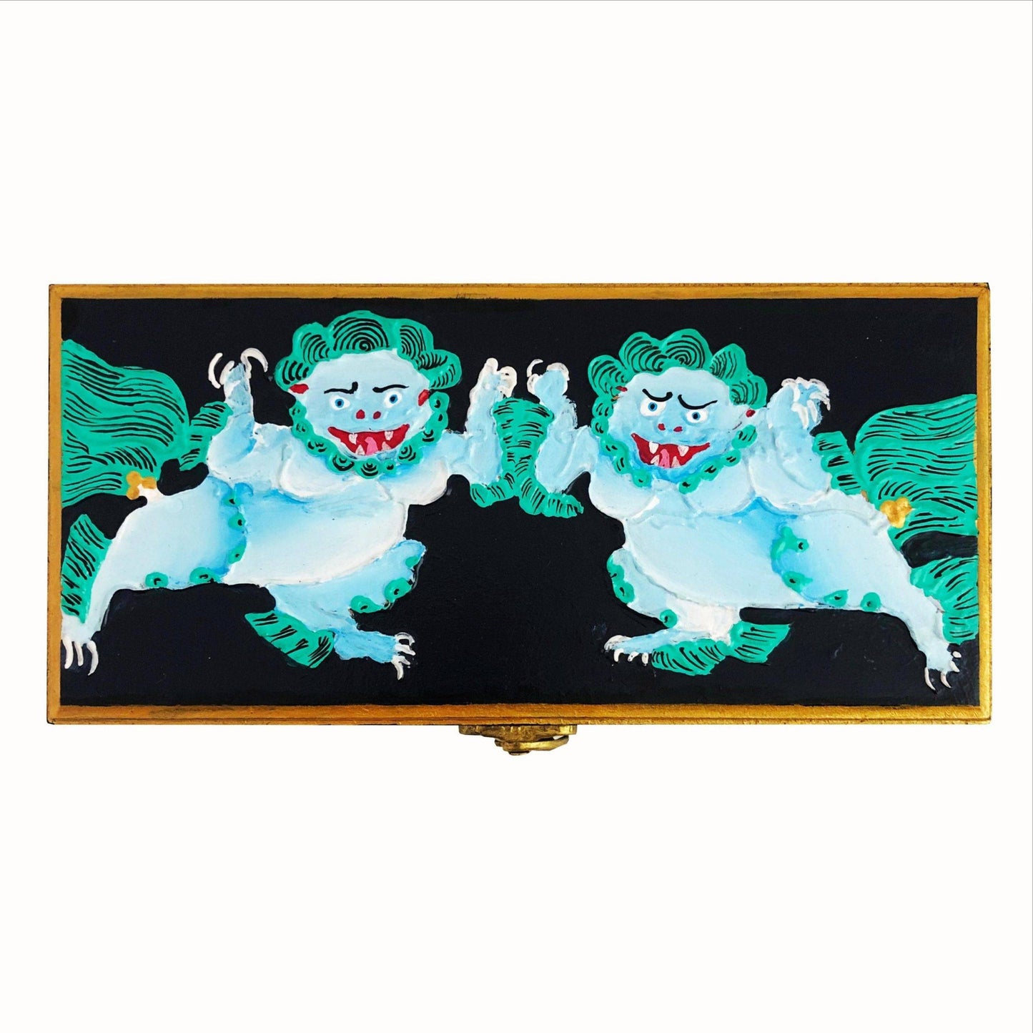 Snow Lions - Tea Box - Top Lid - Bodhi Craft Studio