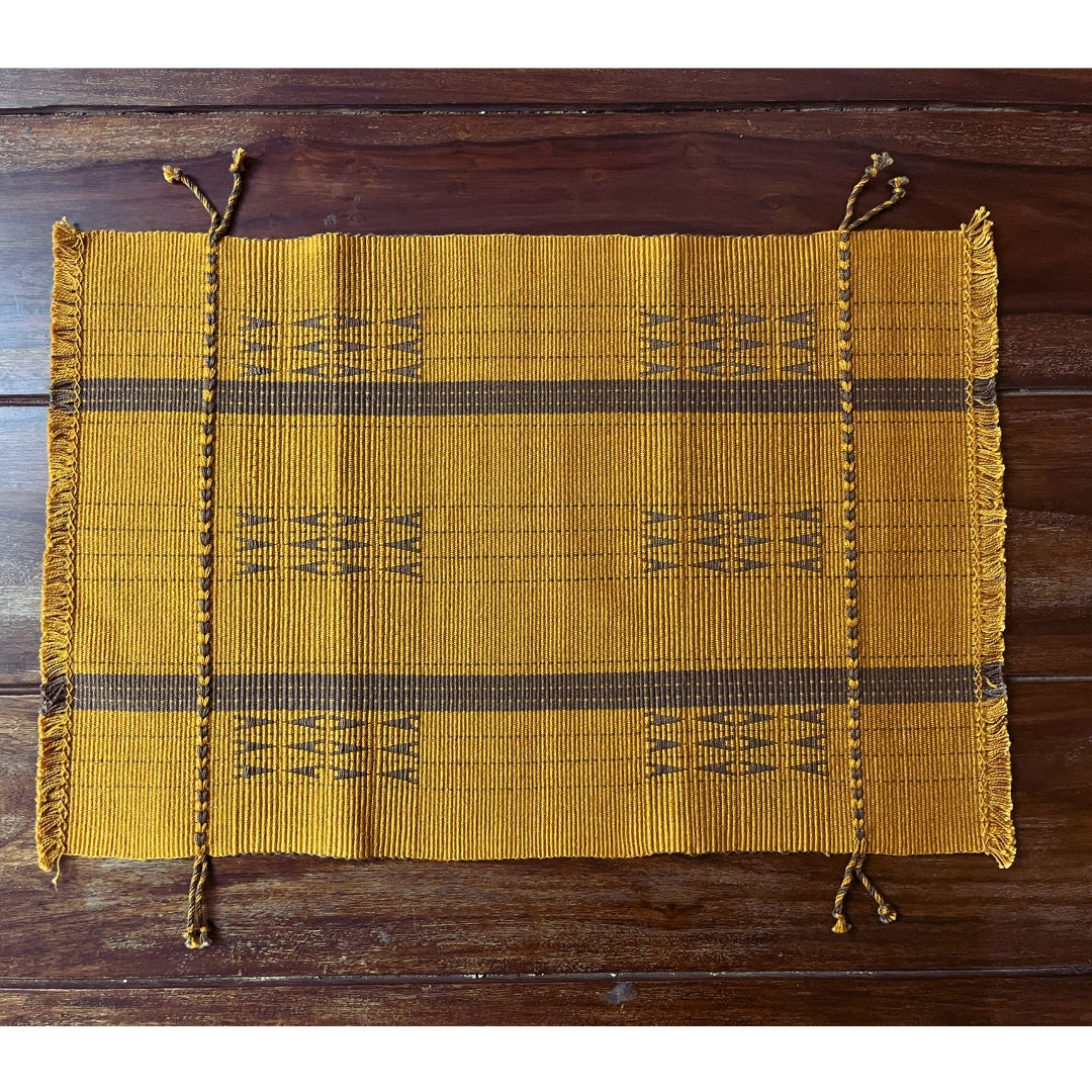 Chizami Weaves - Loin Loom Handwoven Table Set: Runner & 6 Table Mats in Golden Mustard