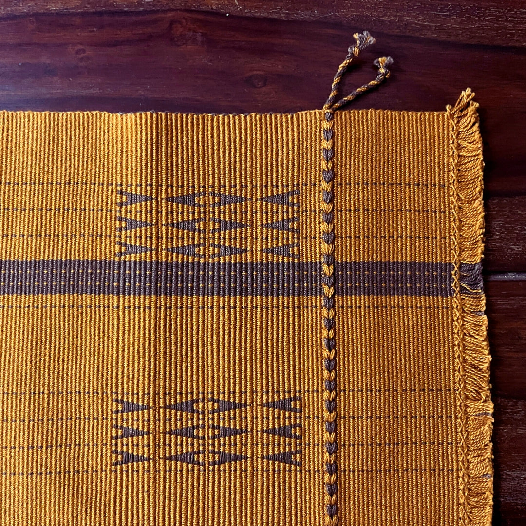 Chizami Weaves - Loin Loom Handwoven Table Set: Runner & 6 Table Mats in Golden Mustard