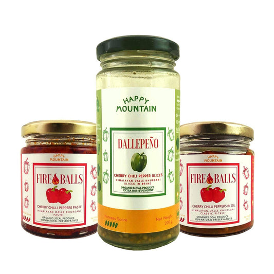 Dalle Power Kit - (Chilli Paste + Chilli in Oil+ Chilli Slices in Brine) - Happy Mountain