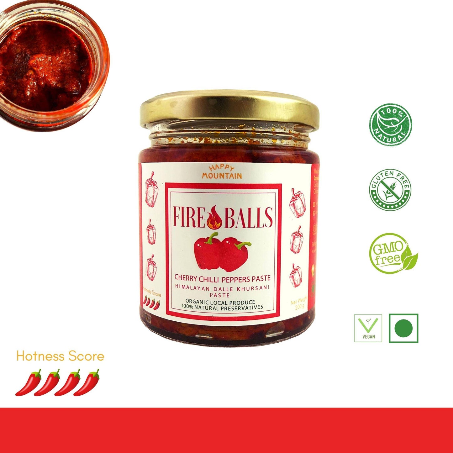 Fireballs - Cherry Chilli Peppers (Dalle) Paste - Happy Mountain