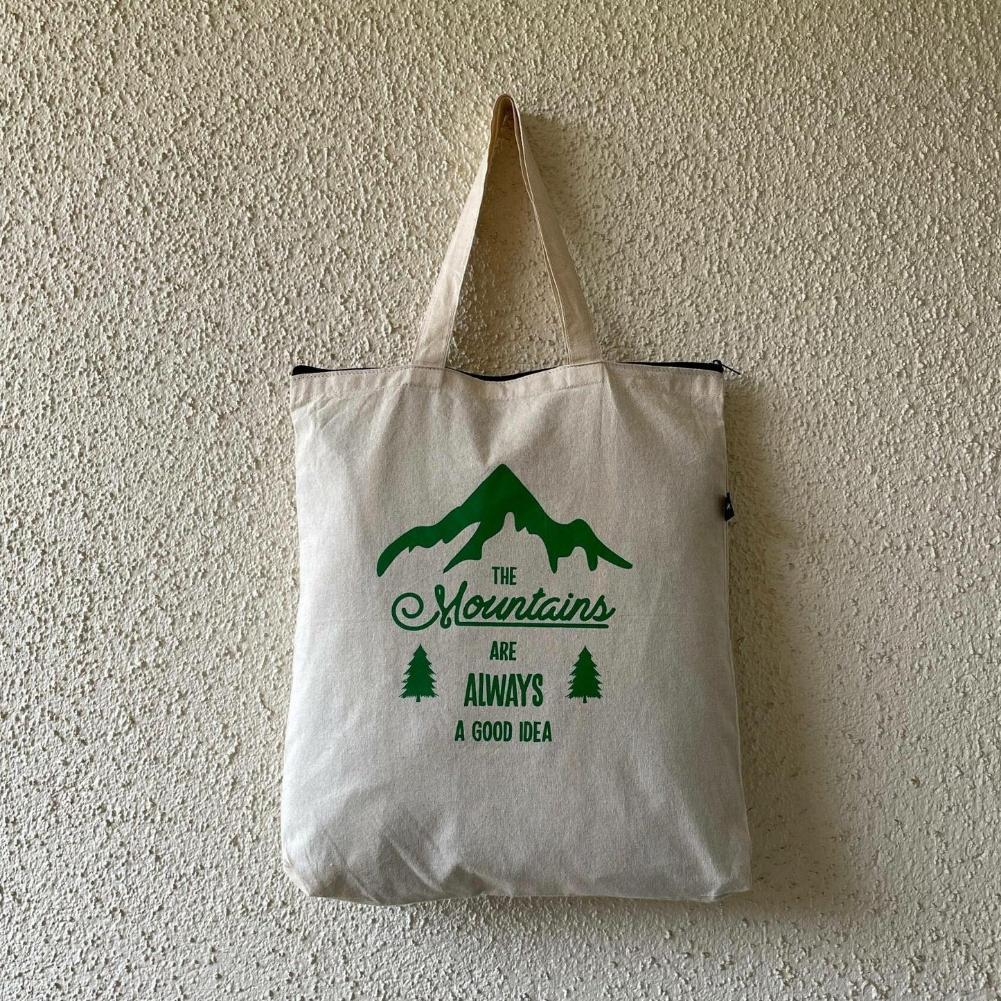 Katha Kathan Canvas Tote - The Mountains Are Always a Good Idea (Khaki)