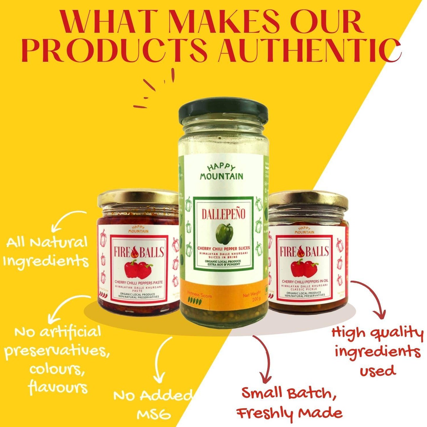 What Makes our Products Authentic? Dalle Power Kit - (Chilli Paste + Chilli in Oil+ Chilli Slices in Brine) - Happy Mountain
