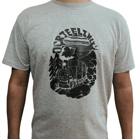 Darjeeling Train - Grey - Regular Fit 100% Cotton T-Shirt