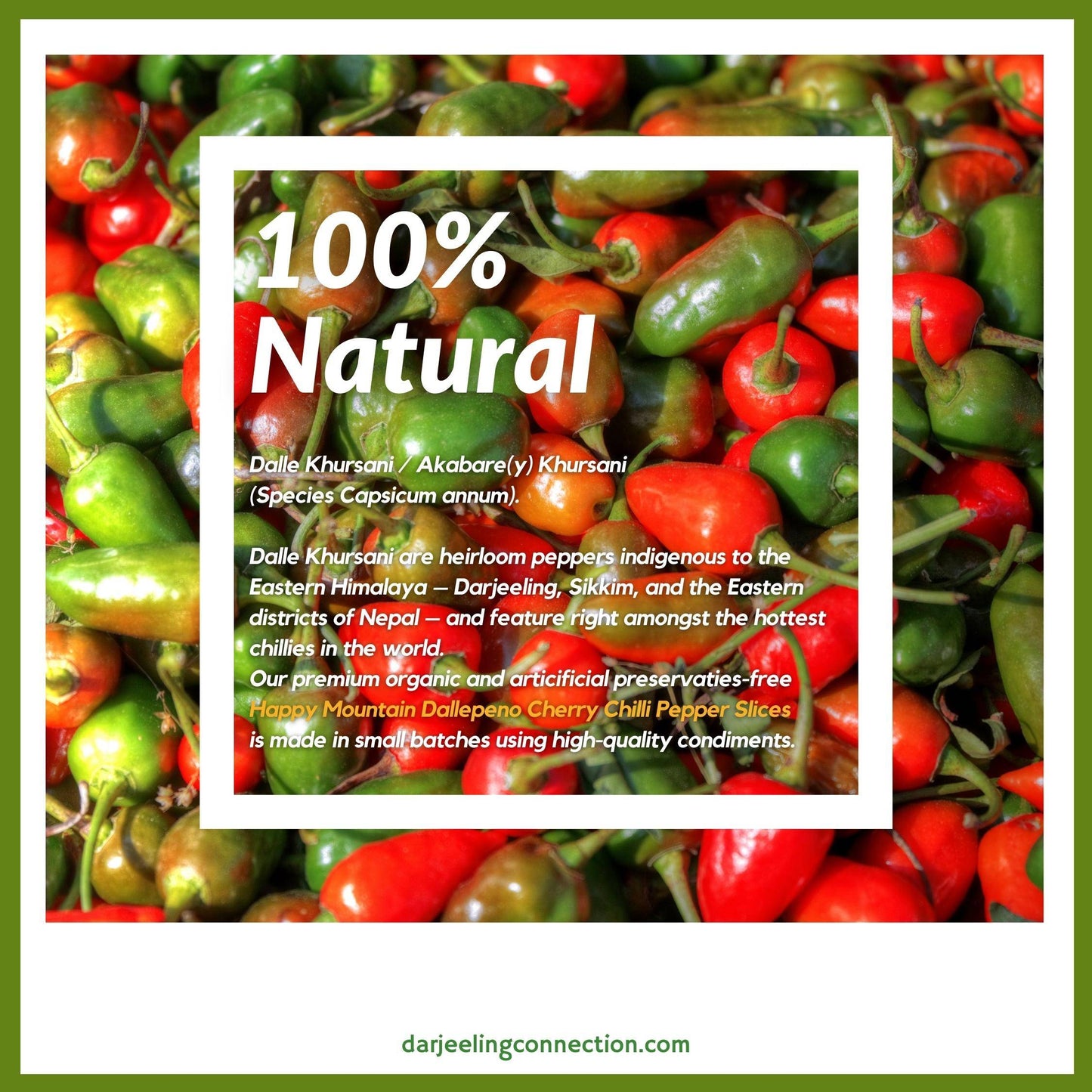 100% Natural Dalle Used to Make Dallepeno Cherry Chilli Pepper Slices - Happy Mountain
