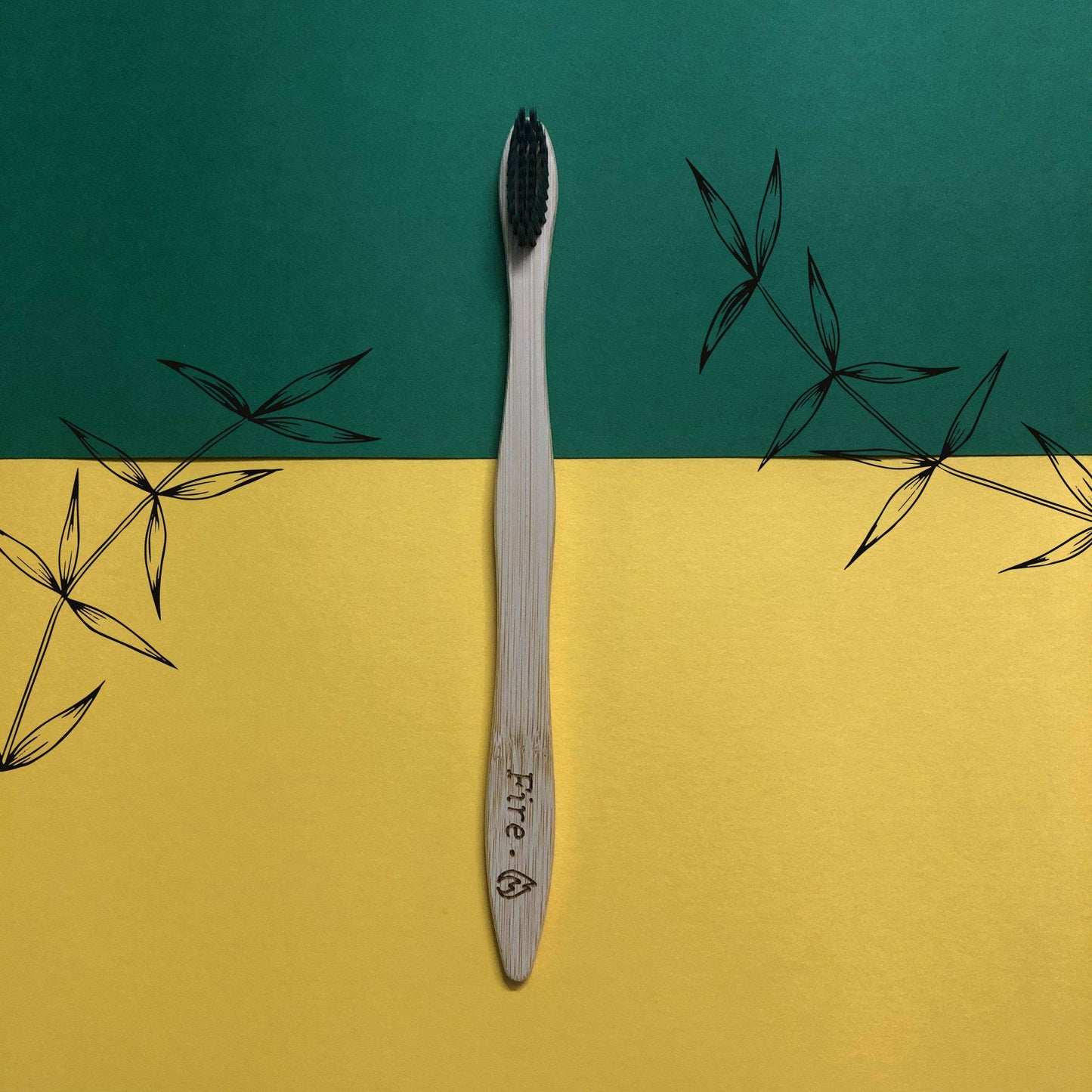 100% Biodegradable Bamboo Toothbrush with Soft Charcoal-activated Bristles -Fire
