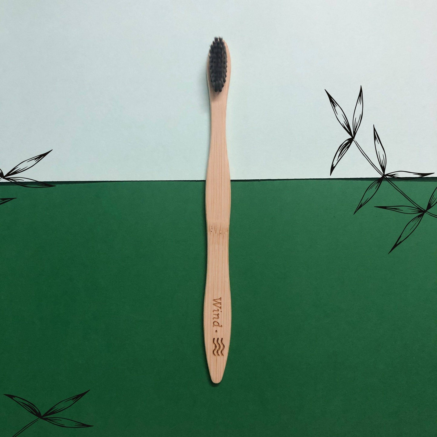 100% Biodegradable Bamboo Toothbrush with Soft Charcoal-activated Bristles - Wind