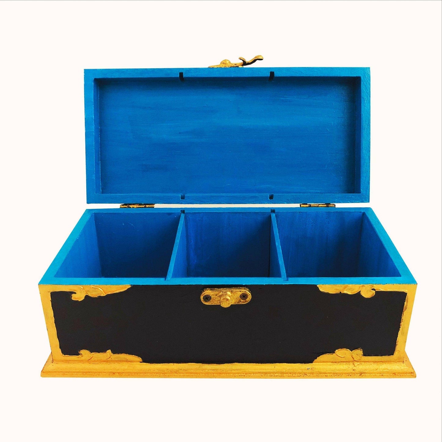 Snow Lions - Tea Box -Open - Bodhi Craft Studio