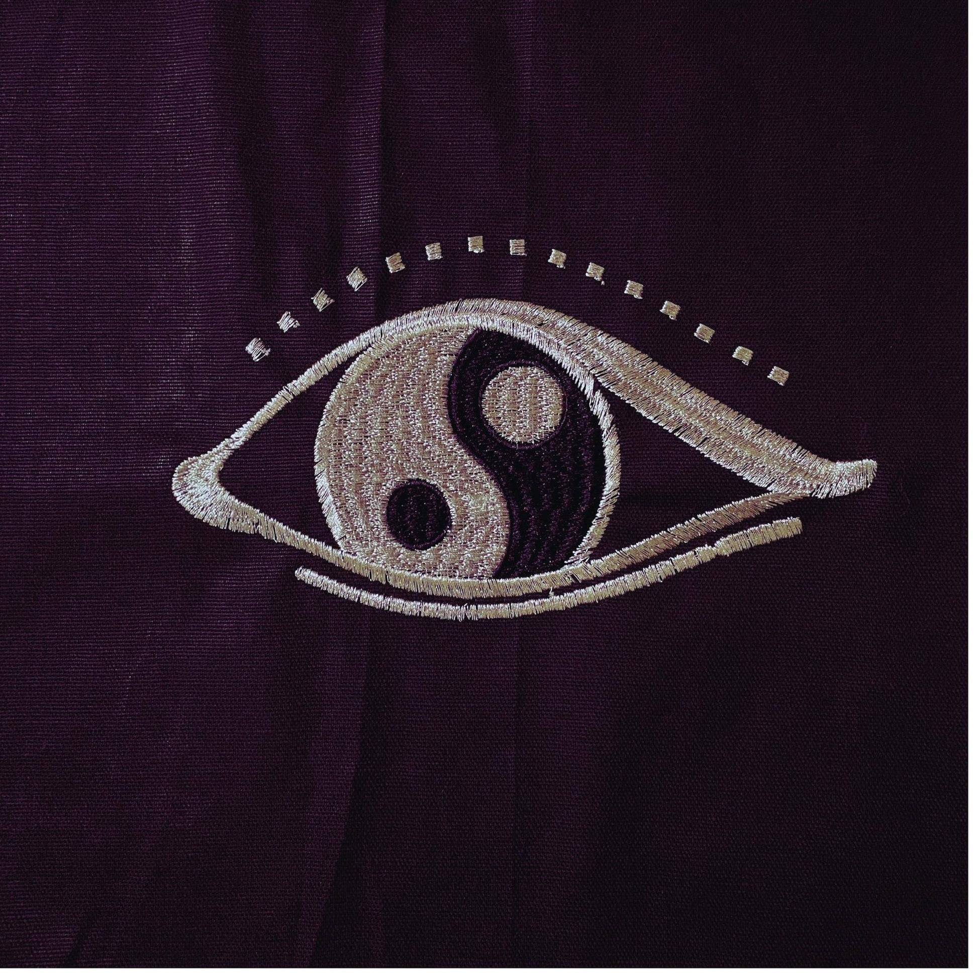 Nazar (Silver) Embroidered Canvas Tote - CloseUp