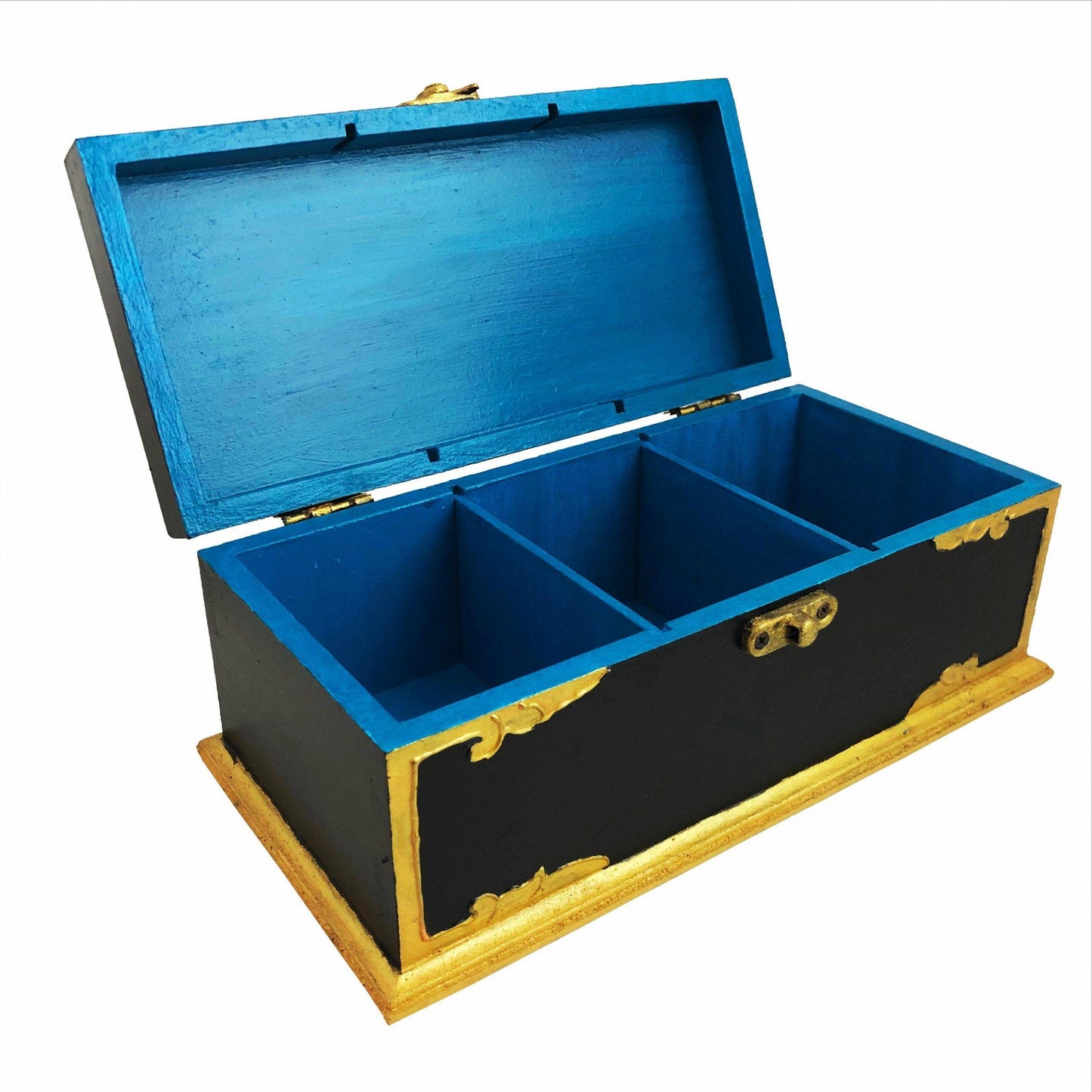 Snow Lions - Tea Box - Open Side - Bodhi Craft Studio